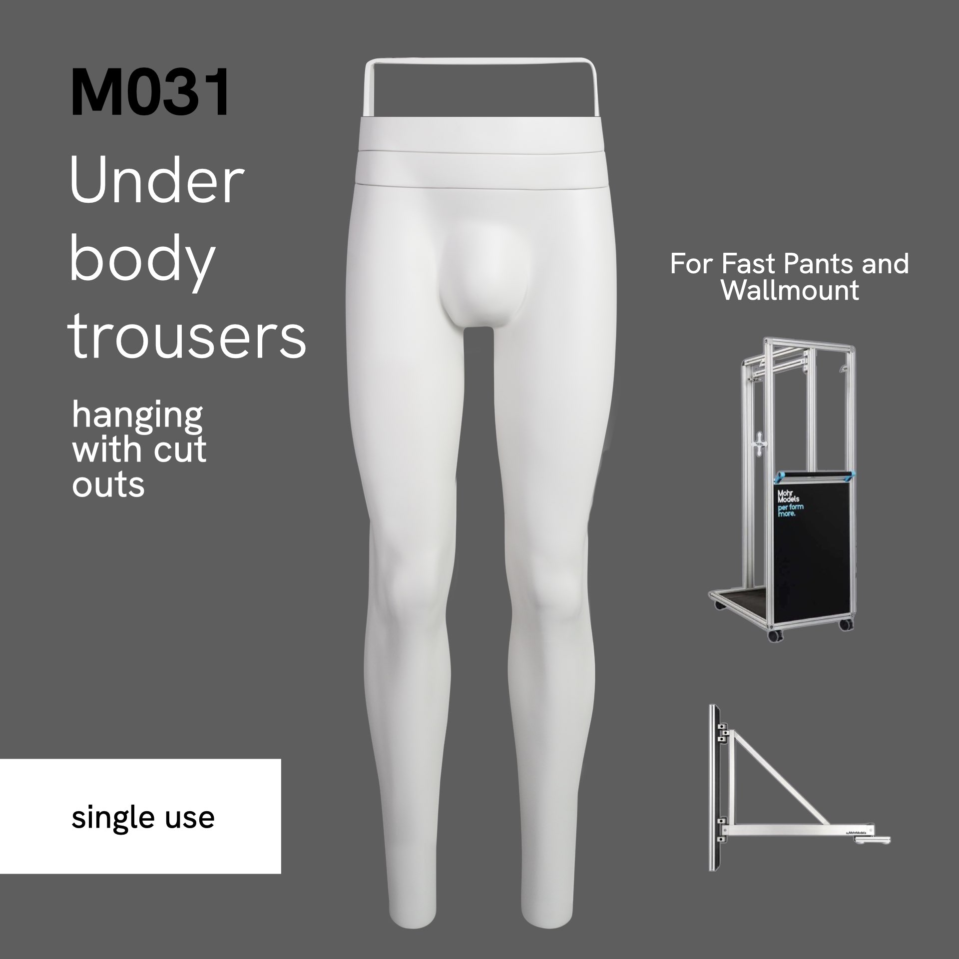 M031 under body trousers modular ghost mannequin for product photography