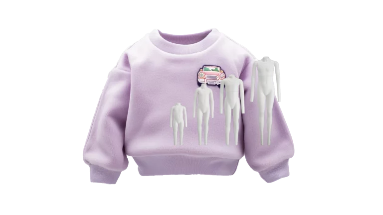 Children Ghost Mannequins mohrmodels different sizes with product shot of a pullover